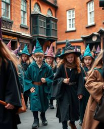 Capture the magic of a school filled with young wizards in urban settings through warm terracotta and cool teal candid street