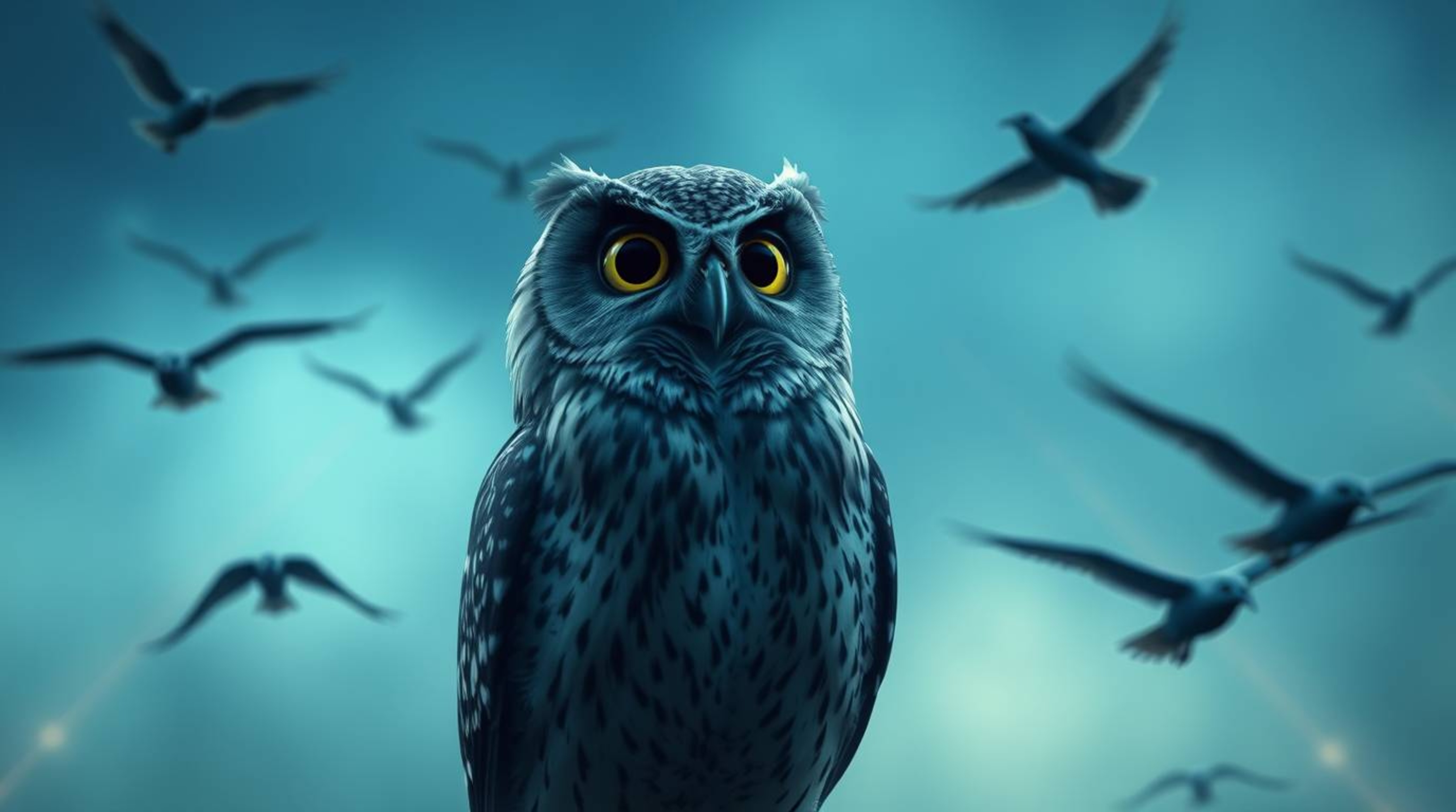 Immerse yourself in an ethereal, spiritual scene captured in this stunning long exposure photo. A blind owl, beautifully rend