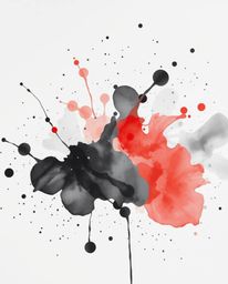 A classic black and white image showcases vibrant watercolor splashes blending seamlessly on paper.  The vivid tones create a