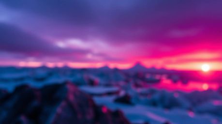 Explore the mesmerizing blend of deep ultraviolet hues and blurred bokeh effects, capturing the magic of a sunset over icy po