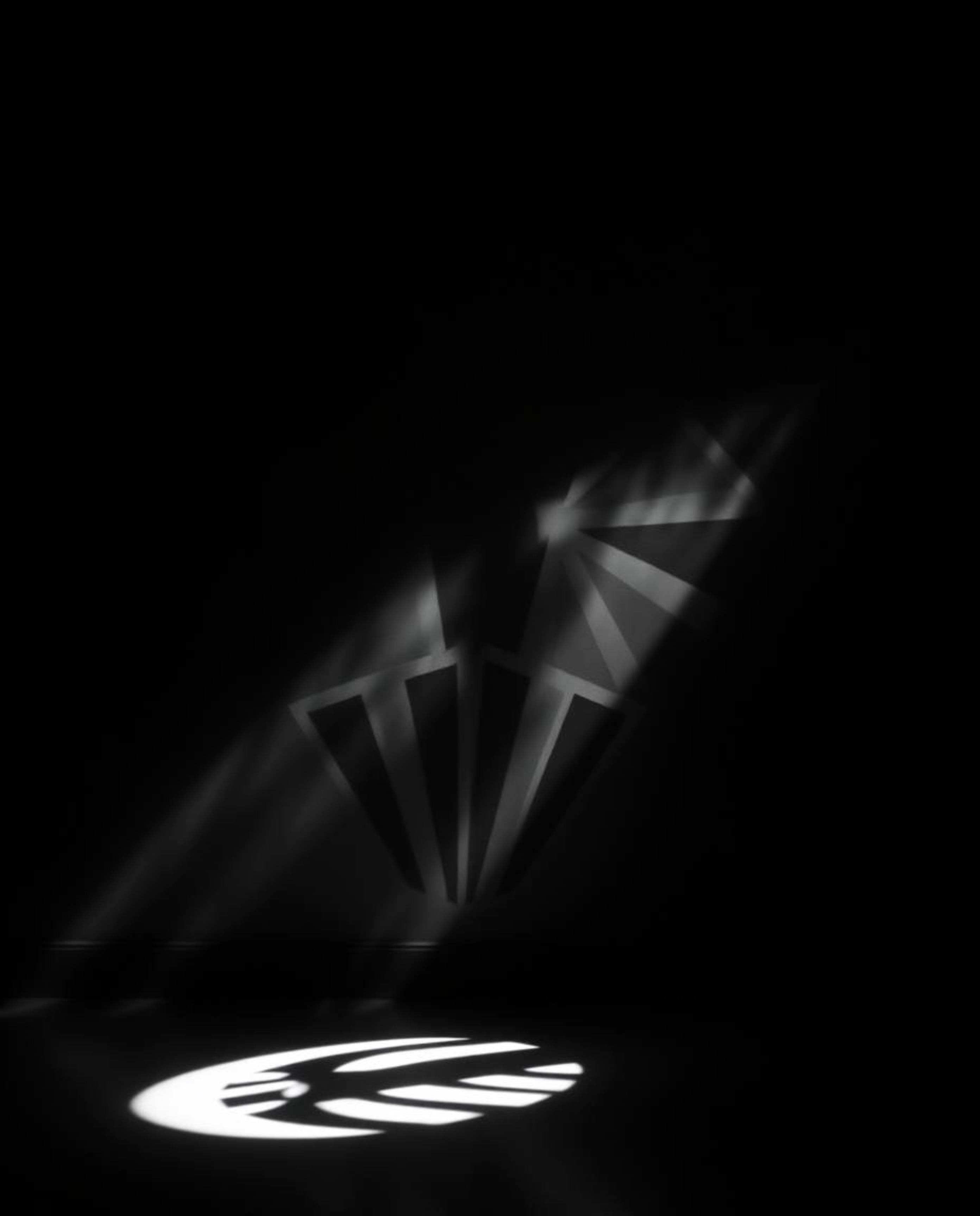 This striking black and white image showcases a geometric optical illusion pattern in a retro style, creating a strong moody 