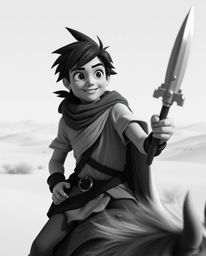 A brave Disney-style hero embarks on a thrilling desert adventure in this timeless and elegant film-like composition. Experi