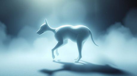 Witness a breathtaking sight of a futuristic dog autonomously traversing the cosmos, emitting a soft, ethereal glow.  Envelop
