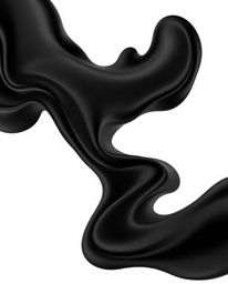 A mesmerizing 3D illustration showcasing intense jet black fluid shapes morphing continuously in an endless loop. The design 