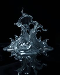 Explore the unsettling beauty of long exposure photography featuring sculptural 3D fluid shapes reminiscent of mercury.  Thes