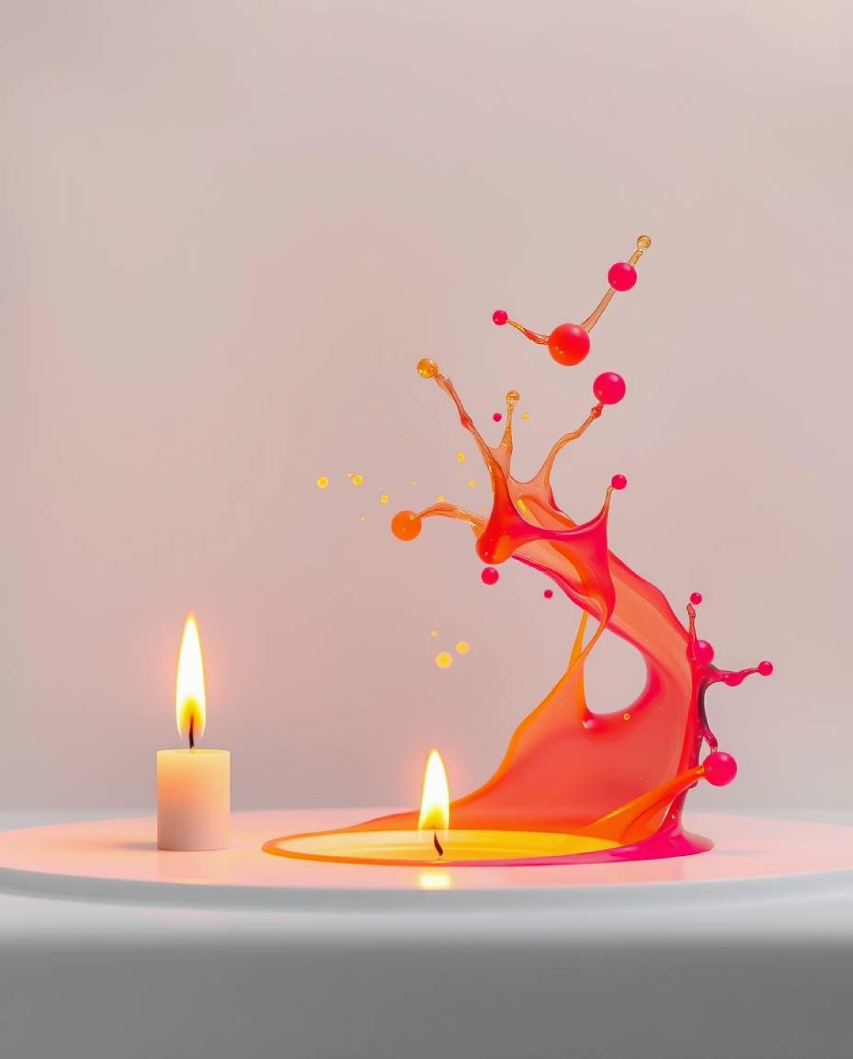 Explore the captivating blend of modern flat design and surreal artistry in these images.  Warm candlelight dances alongside 