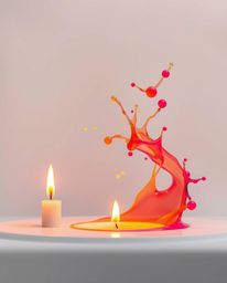 Explore the captivating blend of modern flat design and surreal artistry in these images.  Warm candlelight dances alongside 