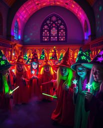 Immerse yourself in a magical school teeming with young wizards radiating a breathtaking bioluminescent glow. This stunning a
