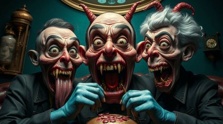 Immerse yourself in a world of surreal teal, where gross-out comedy meets fantastical elements and exaggerated expressions. T