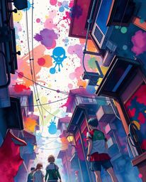 Explore the vibrant and expressive world of isekai anime art with this collection featuring colorful watercolor splashes and 