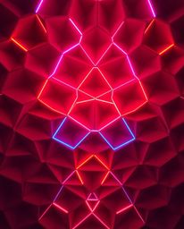 A captivating low-angle perspective photograph featuring a seamless geometric pattern of hexagons and triangles, rendered in 