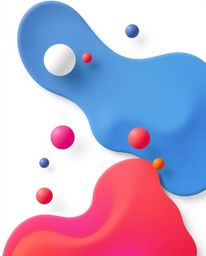 Explore a captivating modern flat design showcasing a vibrant interplay of simple, two-dimensional colorful 3D fluid shapes h