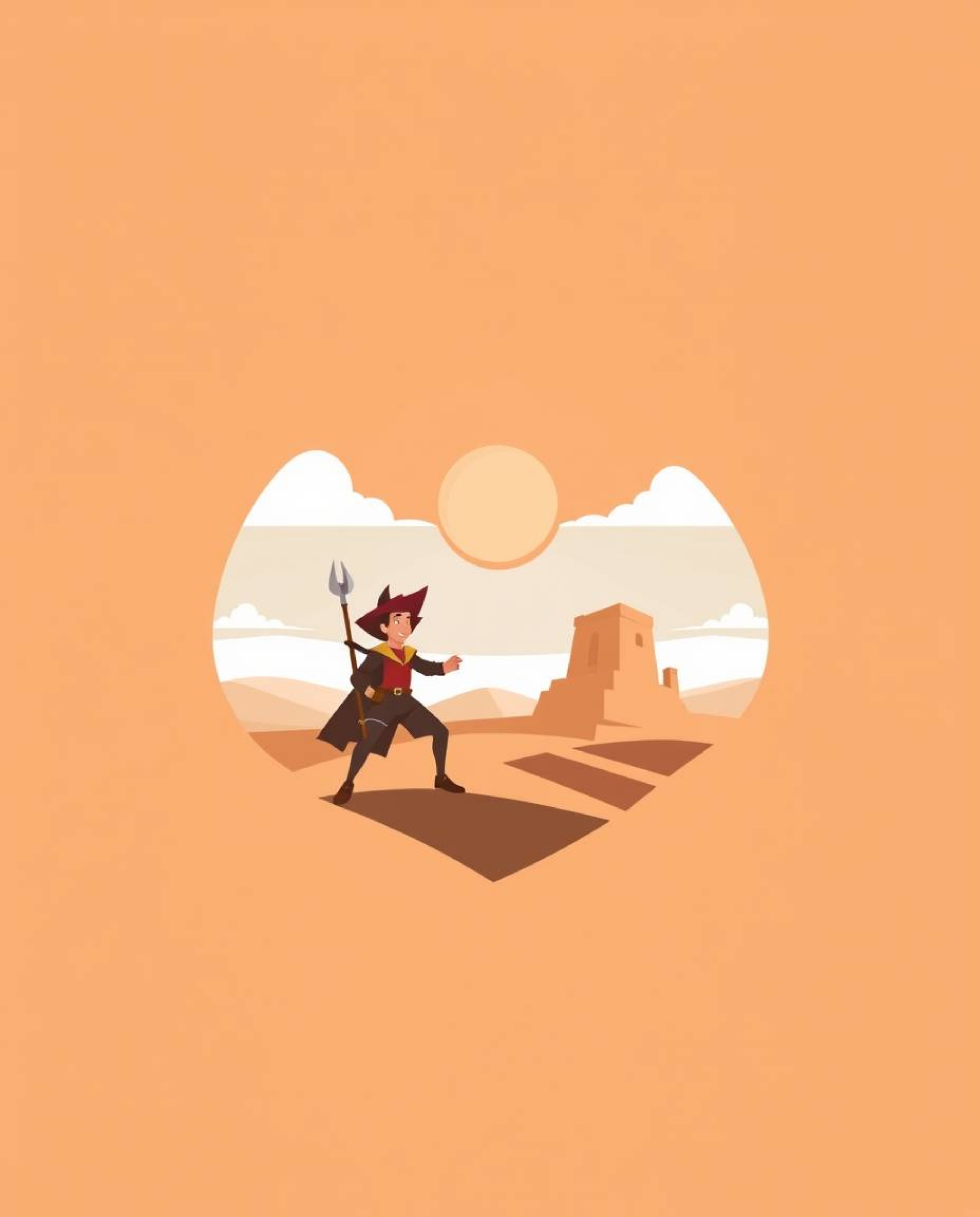 A captivating geometric logo design showcases a brave Disney-style hero embarking on a desert adventure.  The design emphasiz