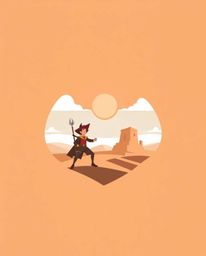 A captivating geometric logo design showcases a brave Disney-style hero embarking on a desert adventure.  The design emphasiz