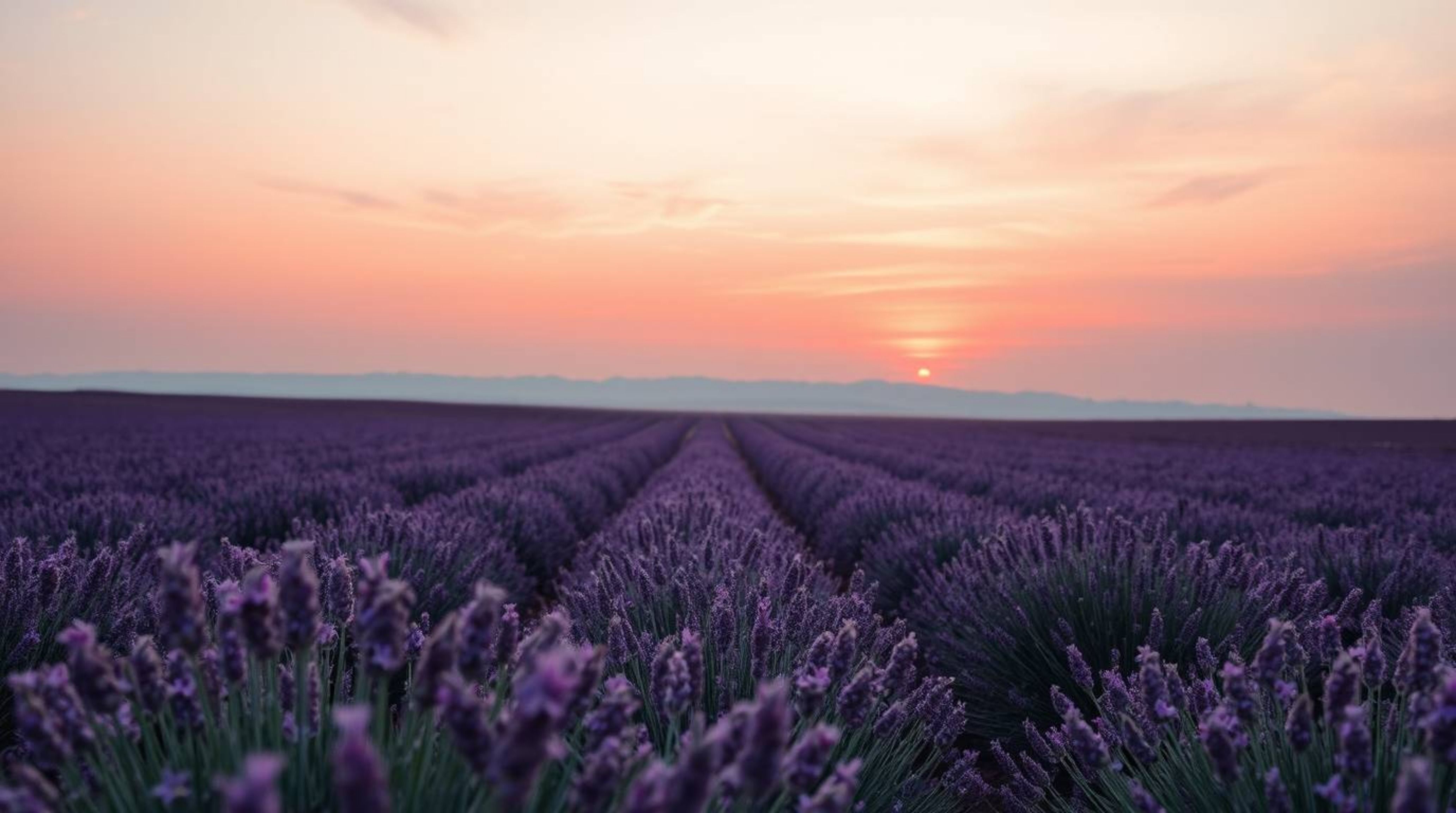 A professional photography series showcasing lavender fields bathed in the ethereal glow of a dreamy pink sky. The images fea