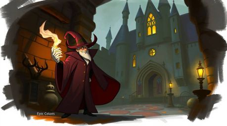 A classic Disney villain is casting a spell within the aged walls of an old castle, vividly brought to life in a dynamic digi