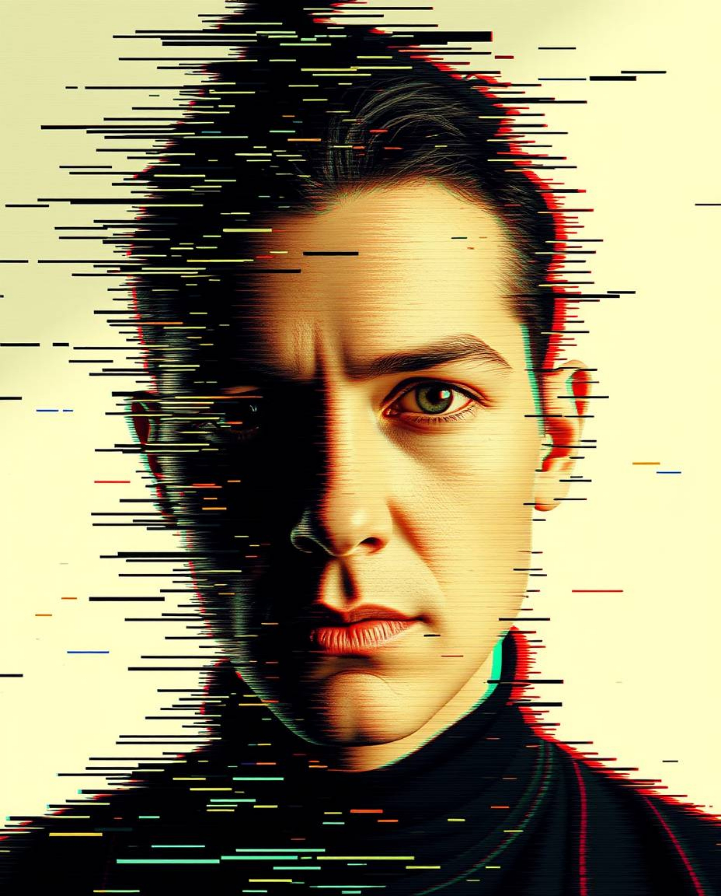 Discover stunning digital glitch art portraits featuring a unique blend of corrupted data, pixelated styles, and layered papi