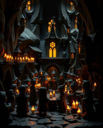 A captivating sculptural clay artwork depicting a magical school teeming with young wizards, brought to life by the intense i