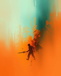 Explore a captivating fusion of digital sketching and abstract art, featuring painterly strokes, warm terracotta and cool tea