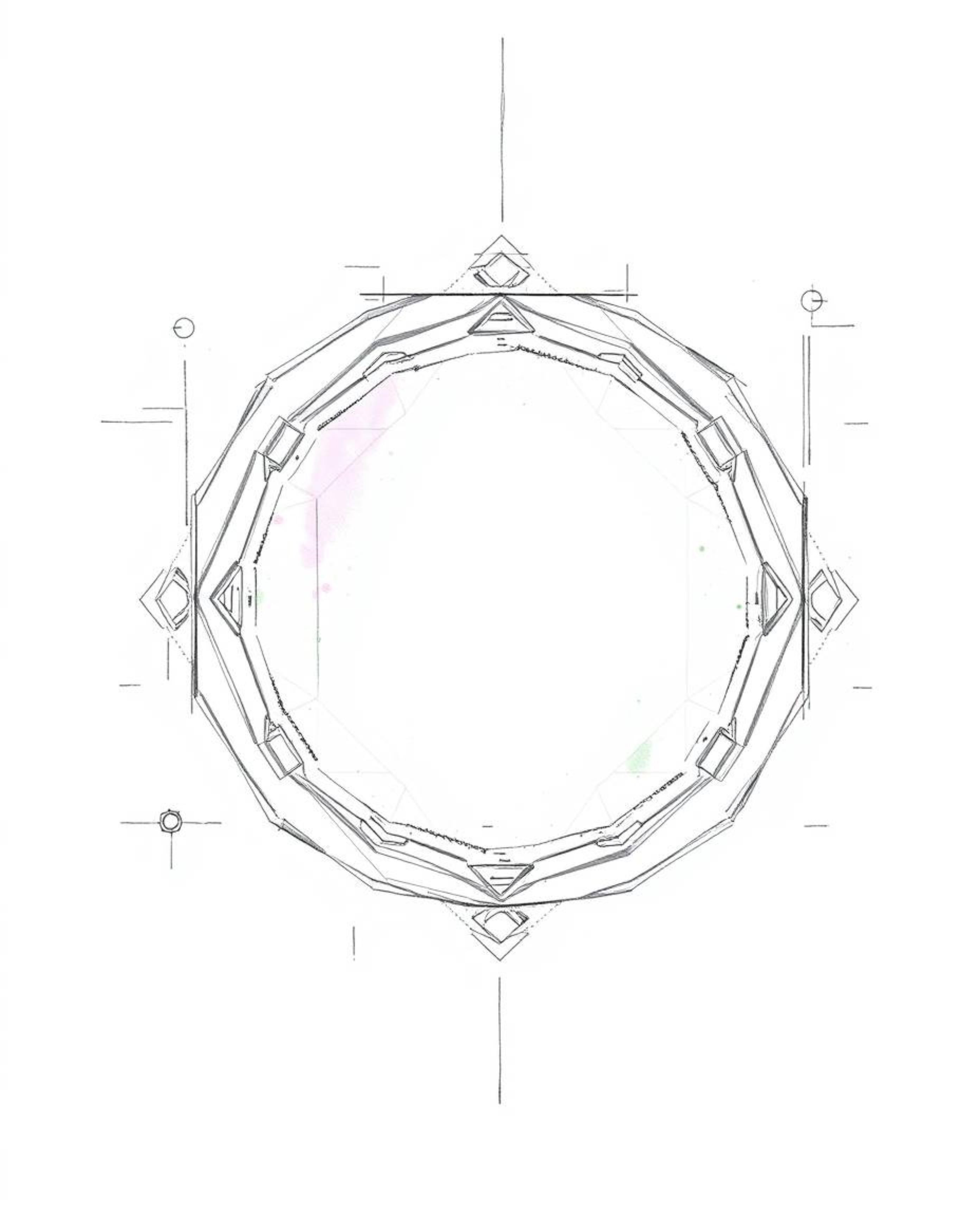 This artwork presents a gentle and soothing futuristic digital interface, uniquely rendered as a hand-drawn sketch. Featuring