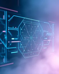 Immerse yourself in a cinematic portrayal of a futuristic digital interface. This design features intricate geometric pattern