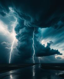 Experience a surreal storm in stunning high-resolution, characterized by strong contrasts and deep shadows. Witness a scene w