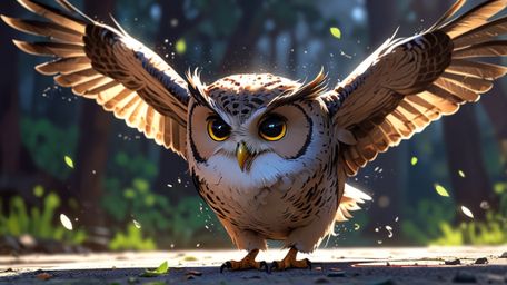 In a charming and instructive scene that blends the styles of Pixar and anime, a wise blind owl serves as a flight instructor