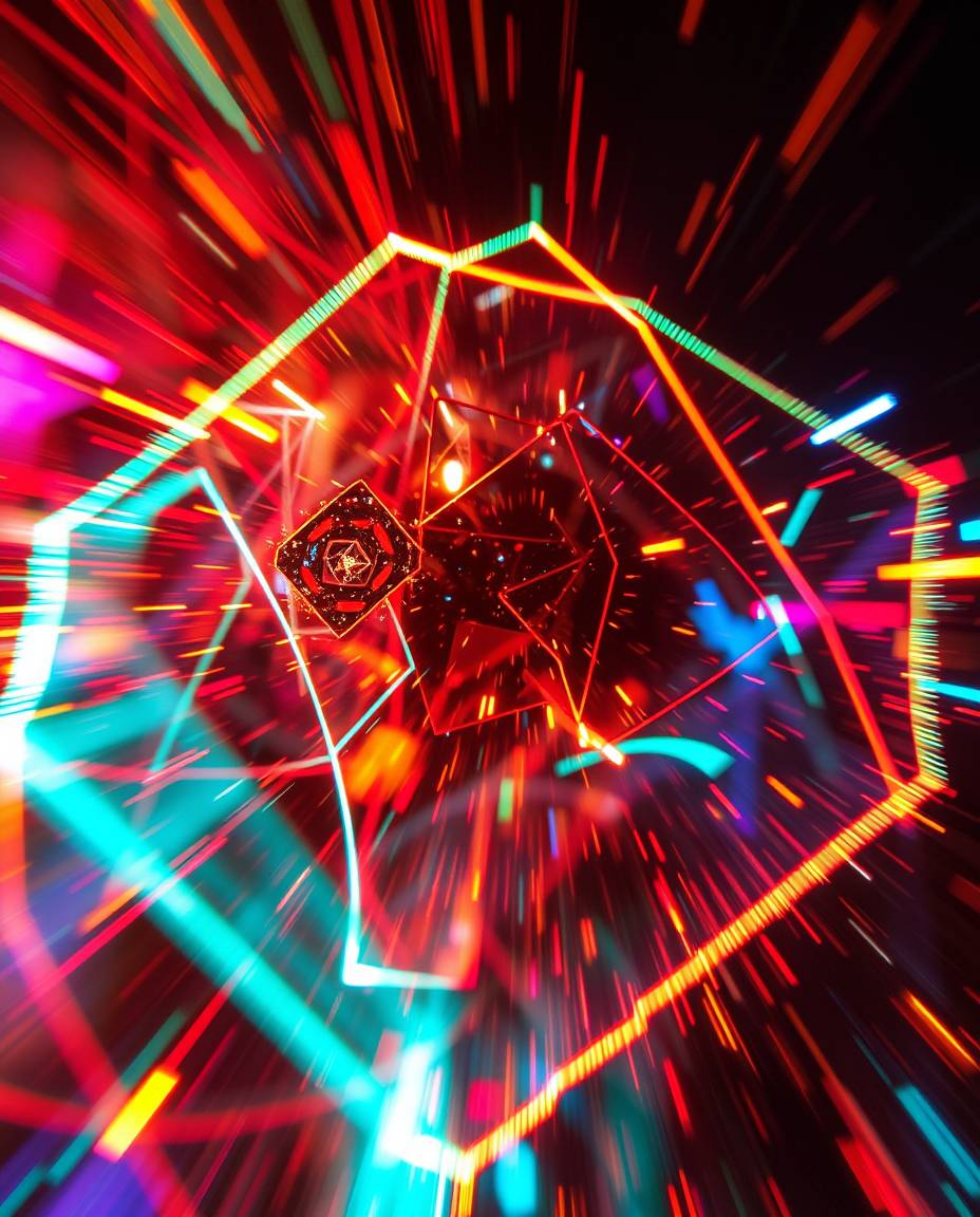 Experience captivating abstract art infused with dynamic lighting and glitch effects. This collection showcases fragmented sh