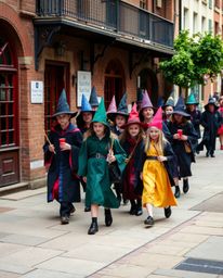 Experience the magic! This captivating street photography series captures spontaneous moments of young wizards attending a ma