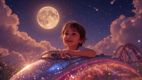 Embark on a fantastical journey with this vibrant and dreamy photograph, captured in a cinematic style reminiscent of Pixar. 