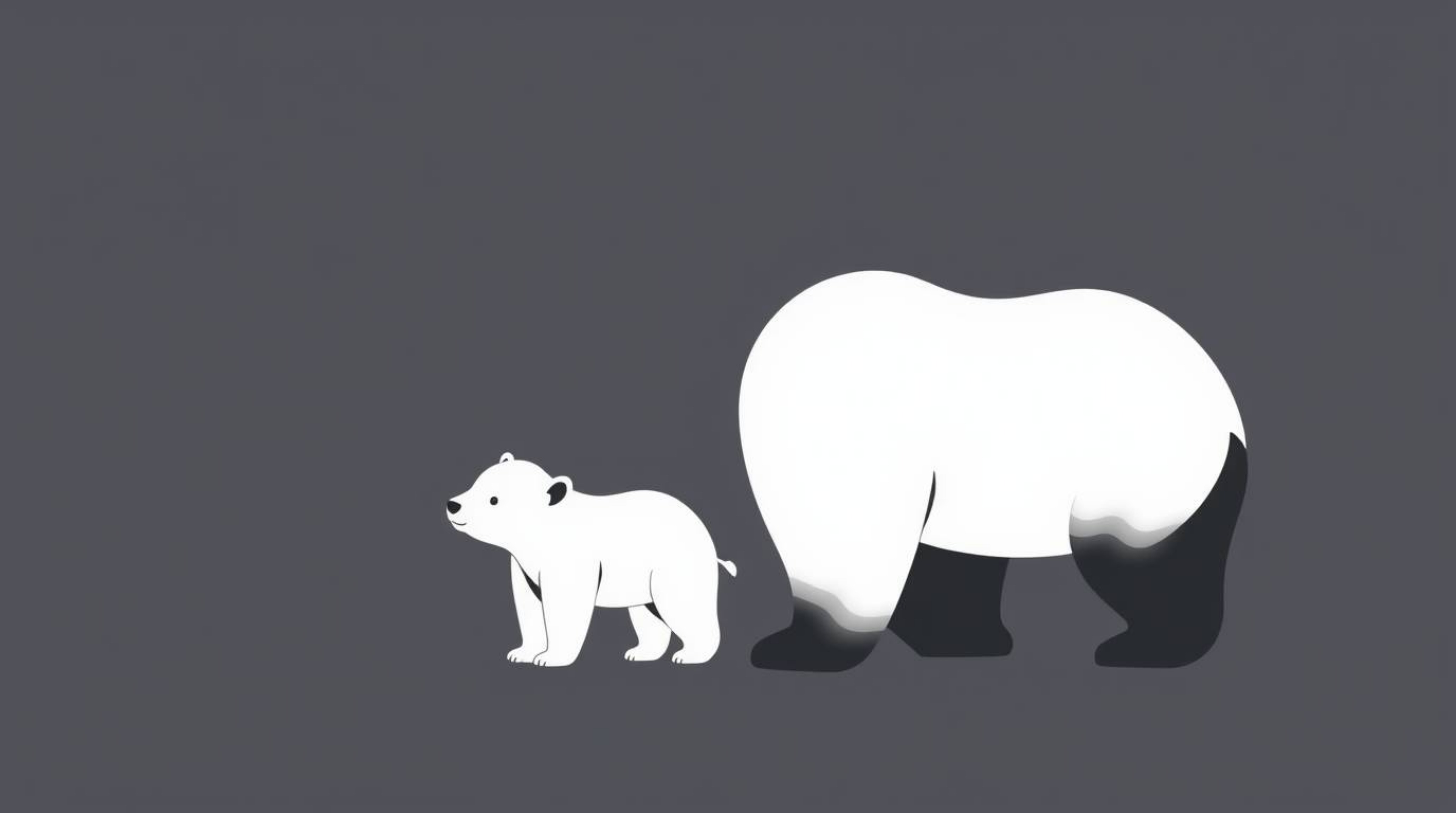A charming illustration of a bear family, depicted in a modern flat design with a classic black and white palette.  The simpl