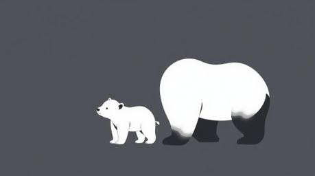 A charming illustration of a bear family, depicted in a modern flat design with a classic black and white palette.  The simpl