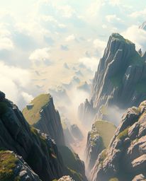 Experience a captivating descent into a digital realm with this high-angle perspective artwork.  A glitching landscape shatte