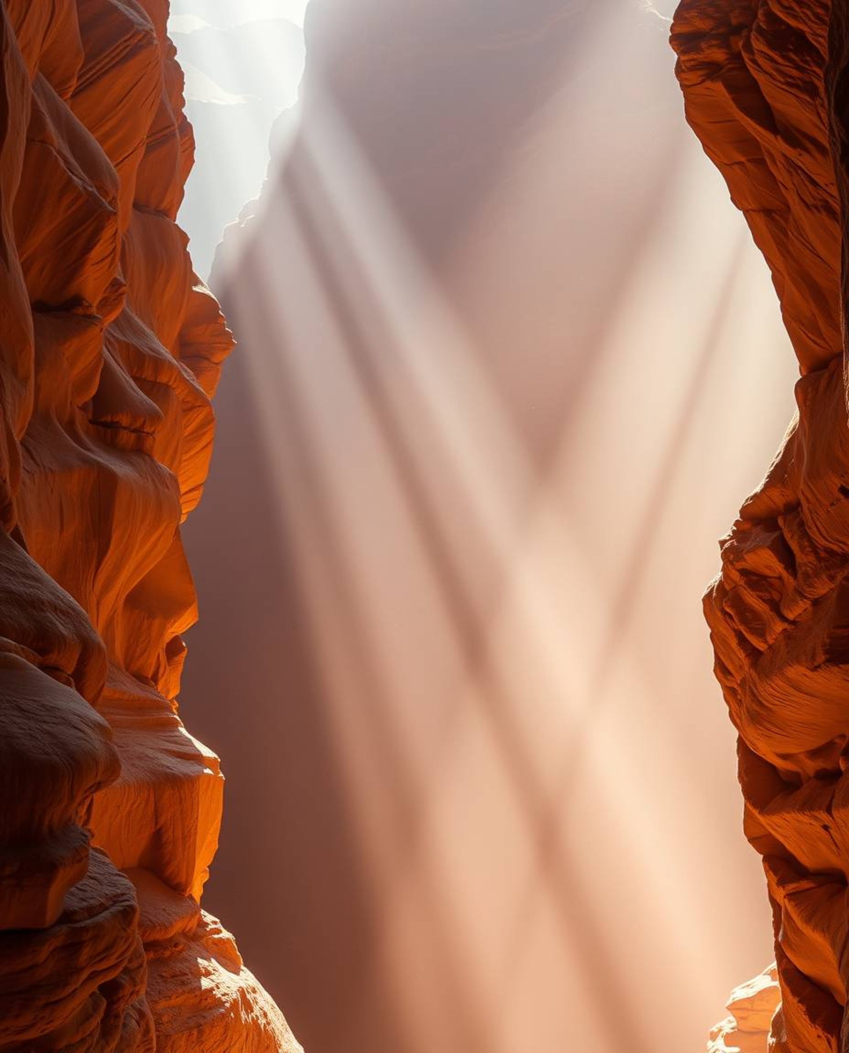 This professional fine art photograph captures the ethereal moment of a sunset illuminating sandstone cliffs within a canyon,