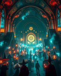 Experience a grand, epic vision of a magical school teeming with young wizards, brought to life in a modern, futuristic style