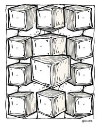 Discover a charming hand-drawn sketch featuring an adorable repetitive cube pattern in the style of Escher's impossible geome