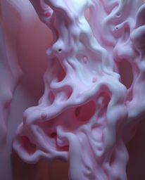 Explore an eerie and creepy atmosphere rendered in soft pastel colors, featuring an abstract composition of colorful 3D fluid