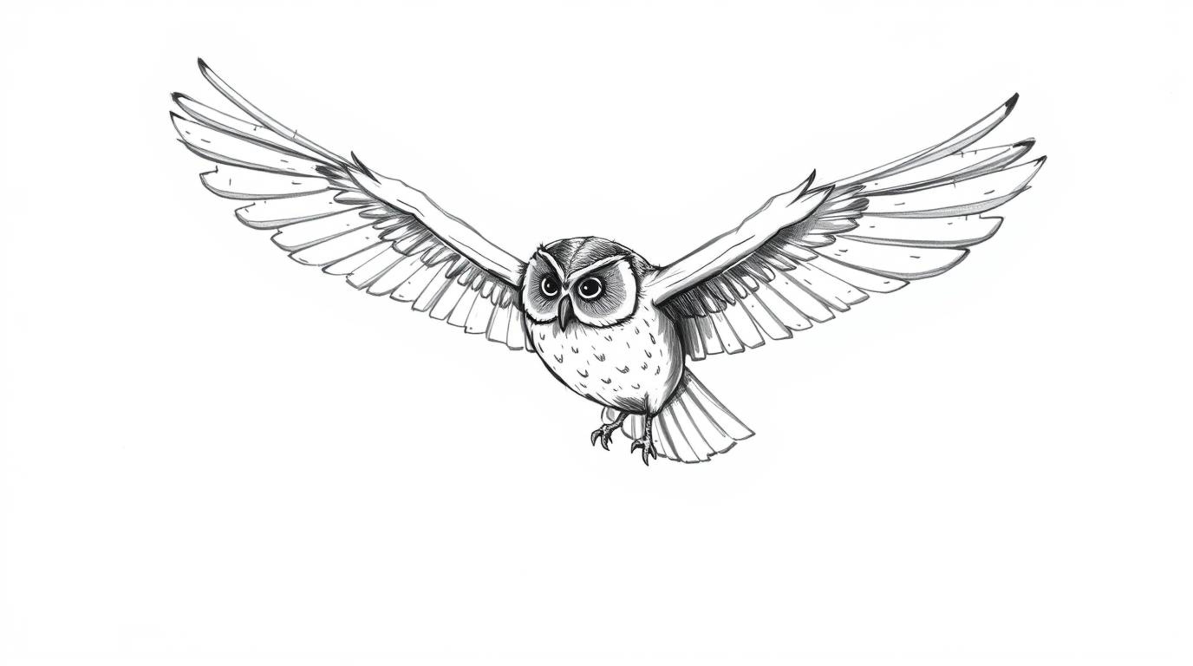 A heartwarming, Pixar-style hand-drawn sketch portrays a blind owl, rendered with textured pencil strokes, teaching birds to 