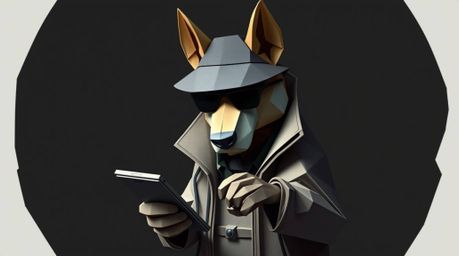 Explore a captivating origami-style illustration featuring a dog detective equipped with high-tech gadgets. This intricately 