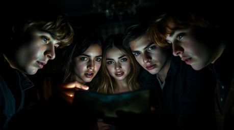 Experience the thrill of a chilling mystery! This extreme macro photography captures a group of teens deep in investigation w