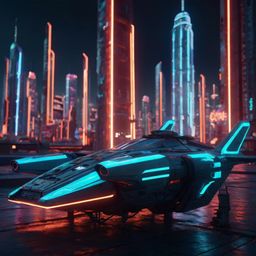 Explore a stunning 3D model of a futuristic cityscape, complete with sleek flying vehicles weaving through towering structure