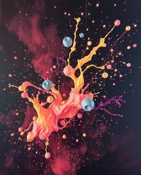 Explore captivating surreal infrared oil paintings featuring soft cinematic haze and dynamic colorful splashes on a black bac