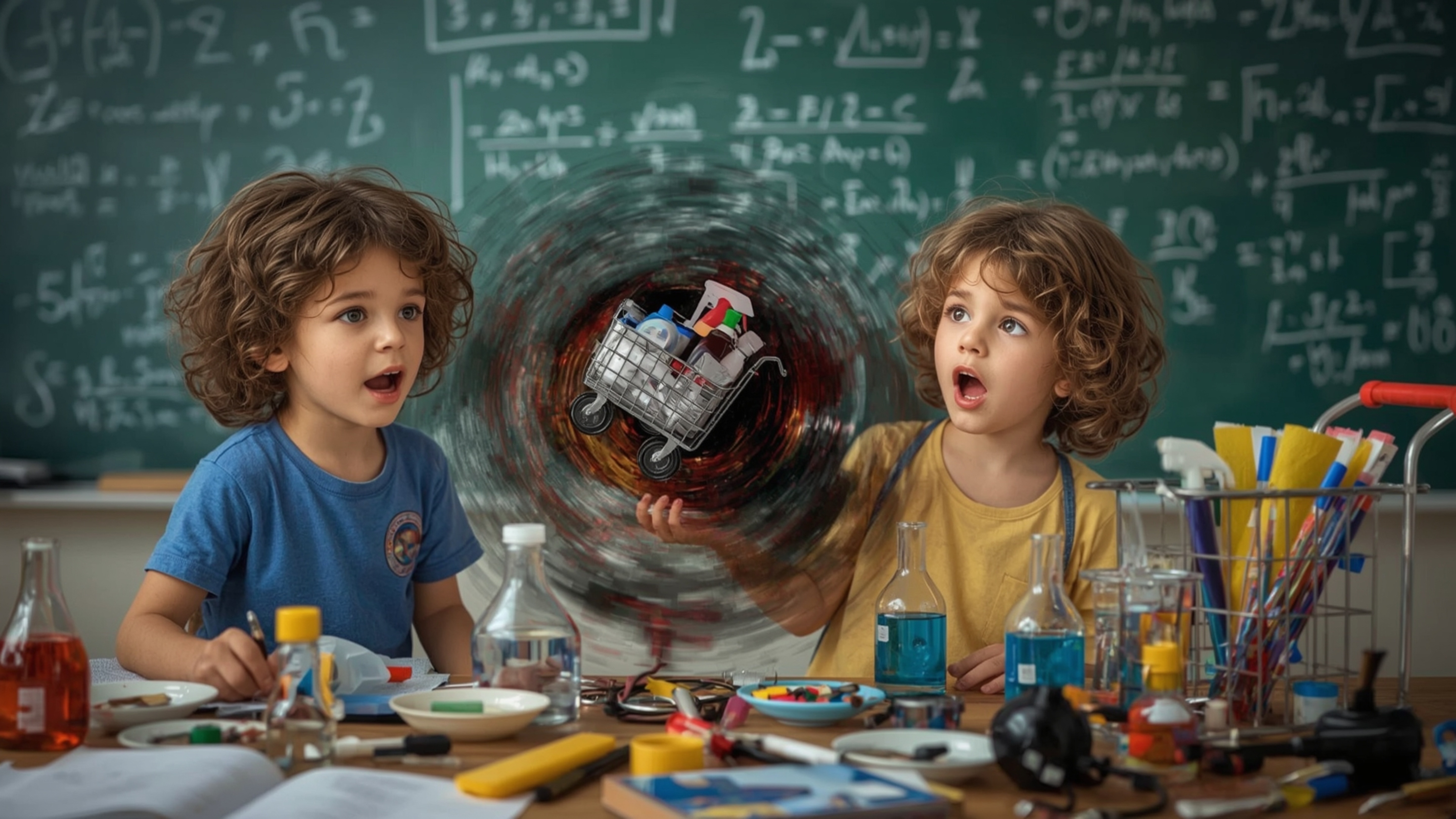 In a highly dramatic and vibrant photograph captured in a cinematic style reminiscent of Pixar, two excited and disheveled sc