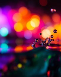 Explore the captivating world of blurred bokeh and volumetric lighting, showcasing the mesmerizing dance of ink in water. Mac