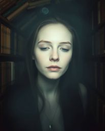 Explore the ethereal and spiritual realm with this image featuring a person with serene facial features and pale skin discove