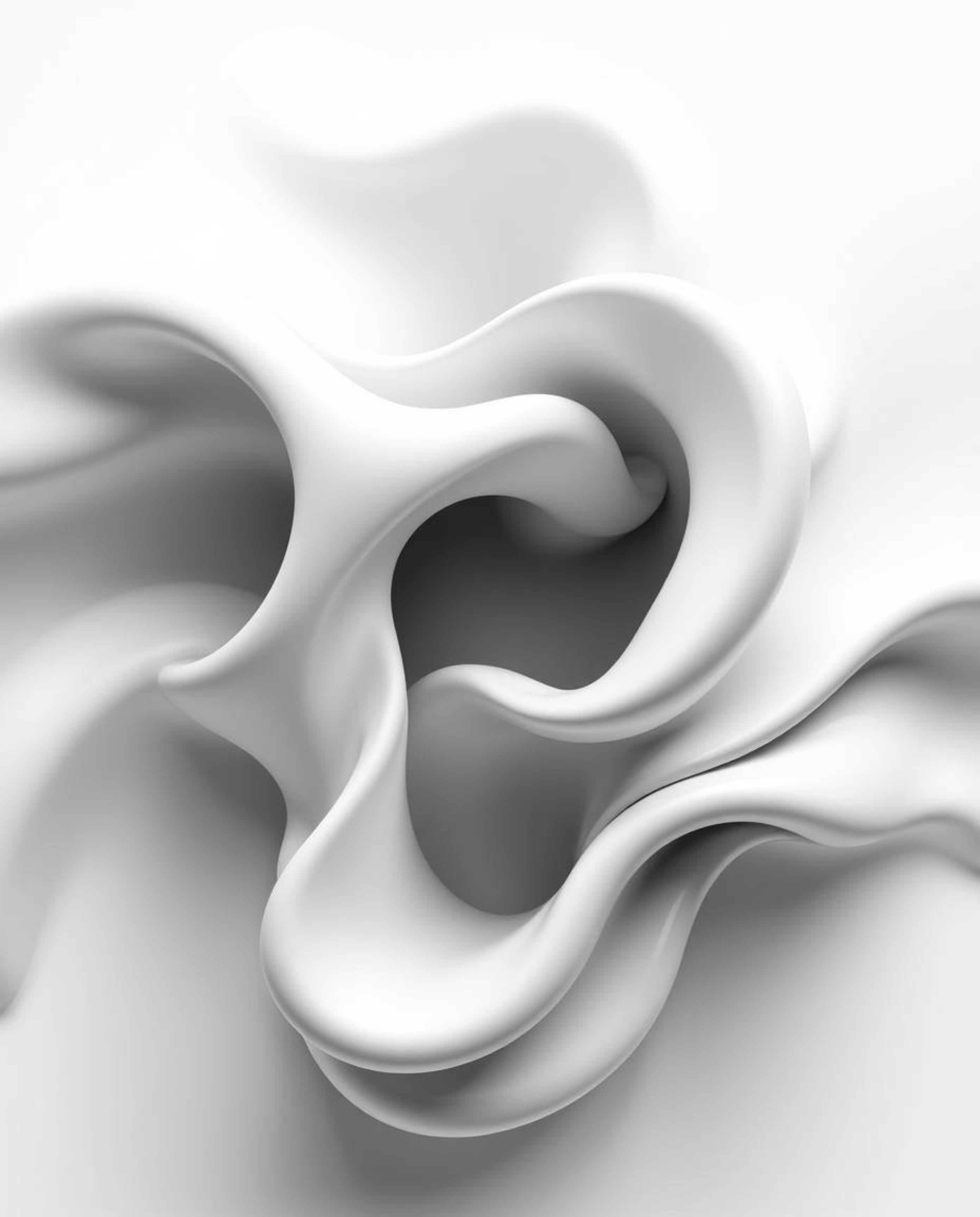 Explore timeless elegance with a black and white 3D illustration depicting fluid shapes seamlessly morphing into each other. 