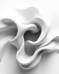 Explore timeless elegance with a black and white 3D illustration depicting fluid shapes seamlessly morphing into each other. 