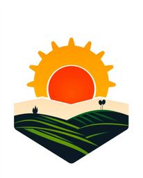 This is a geometric logo that represents a sunset over terraced tea plantations. The design is characterized by its clean lin
