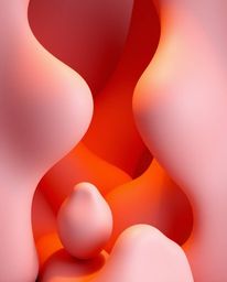 Discover stunning 3D renders featuring ethereal shapes with smooth gradient textures in warm autumnal hues.  Experience the c