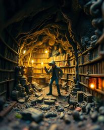 Explore a dreamlike reality in this extreme macro close-up photograph. Witness a person's discovery of a hidden underground l